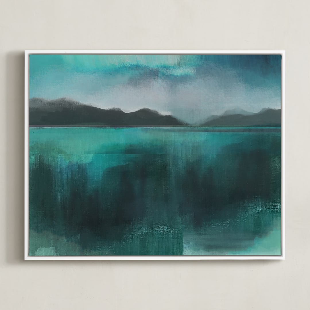 "Ice Lands" - Art Print in Ice Land Green by AlisonJerry - Framed Canvas