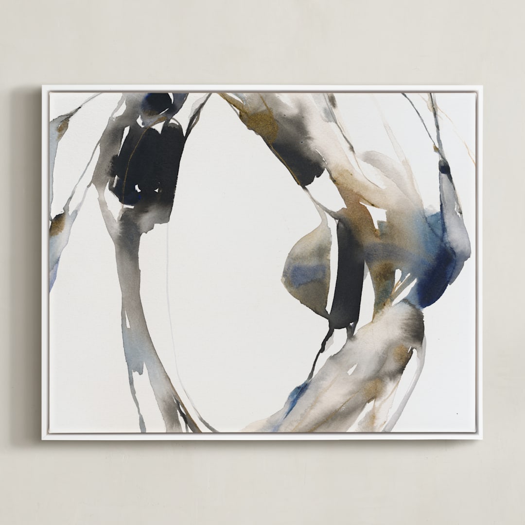 "Surrounding" - Art Print in grey wash by Michelle Lee - Framed Canvas