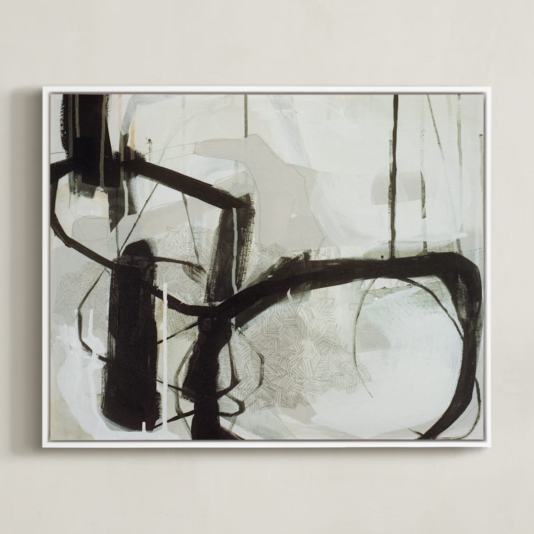 "Abstract Untitled 1" - Art Print in Black and White by Kirsta Benedetti - Framed Canvas