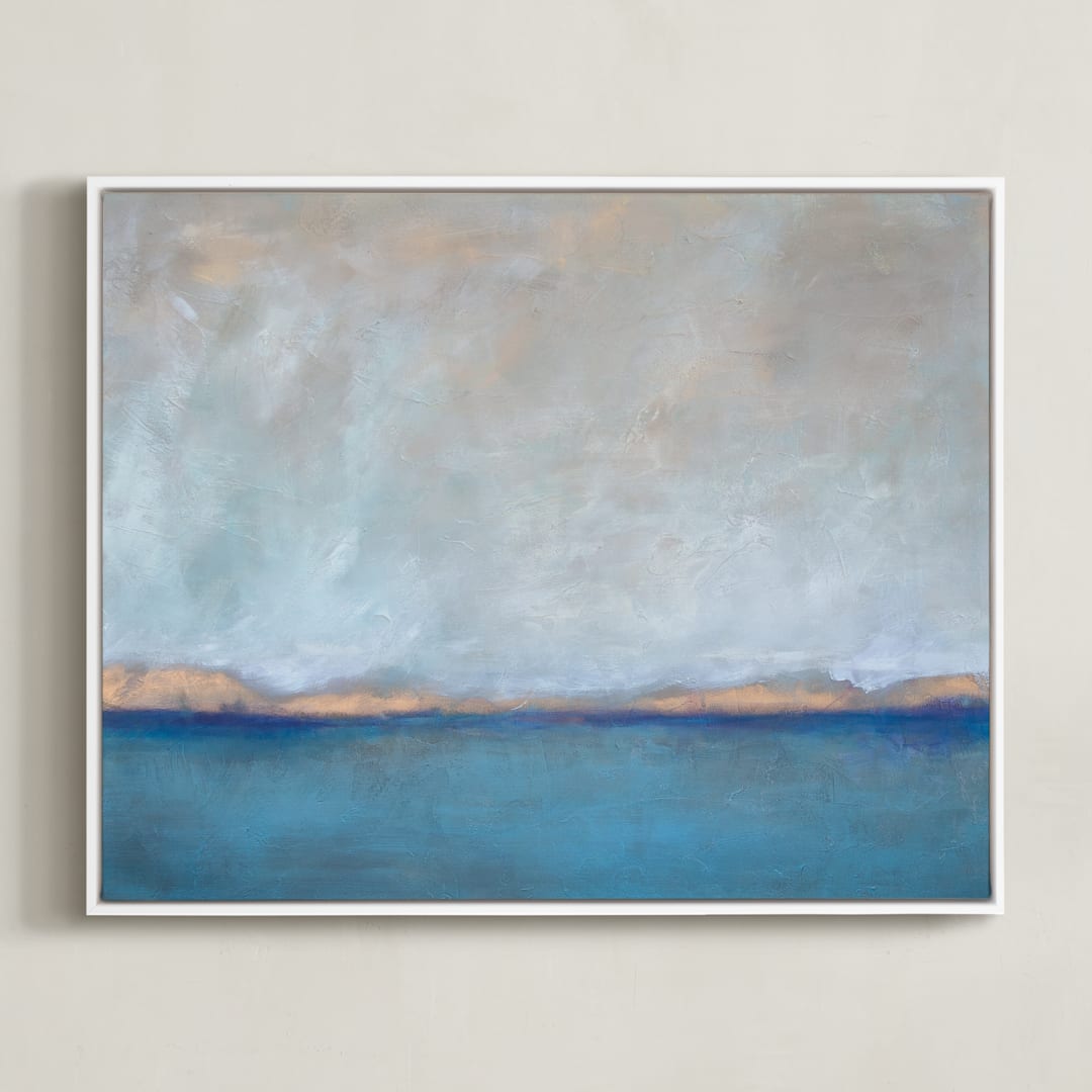 "Linen Coast" - Art Print in Soft Sea by Julia Contacessi - Framed Canvas