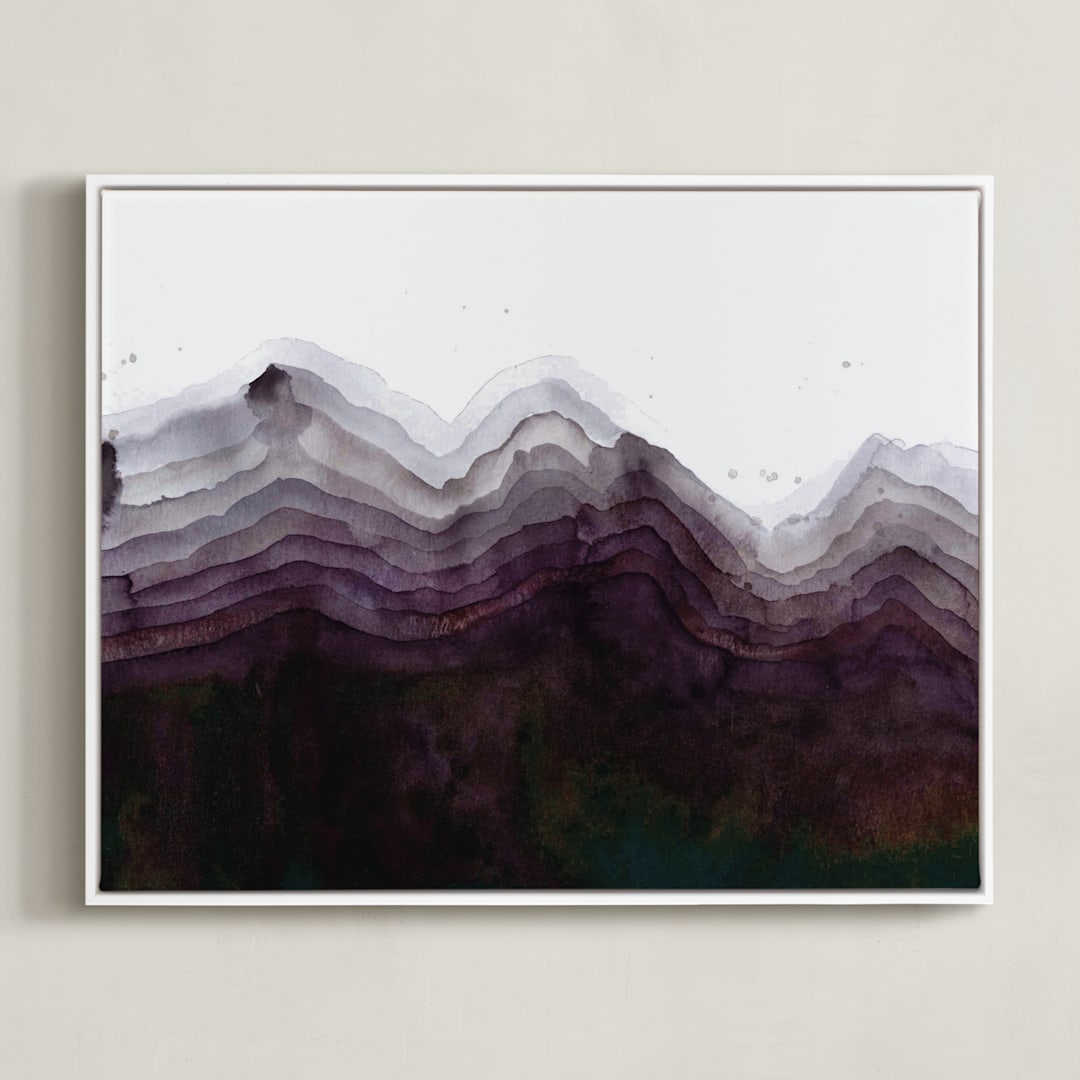"The Mountain Side" - Art Print in Shades of Black by Kelsey McNatt - Framed Canvas