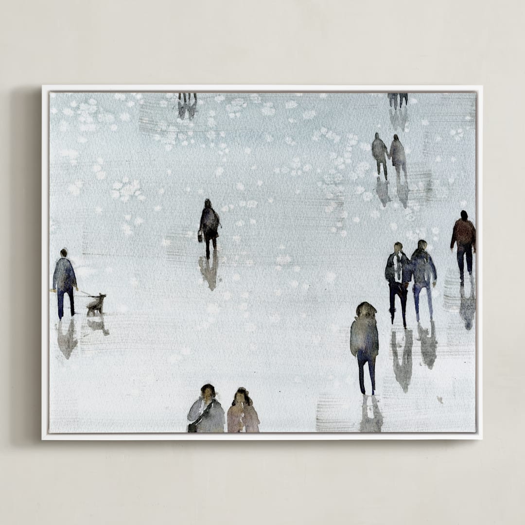 "Melancolia" - Art Print in Pale blue by Lulaloo - Framed Canvas