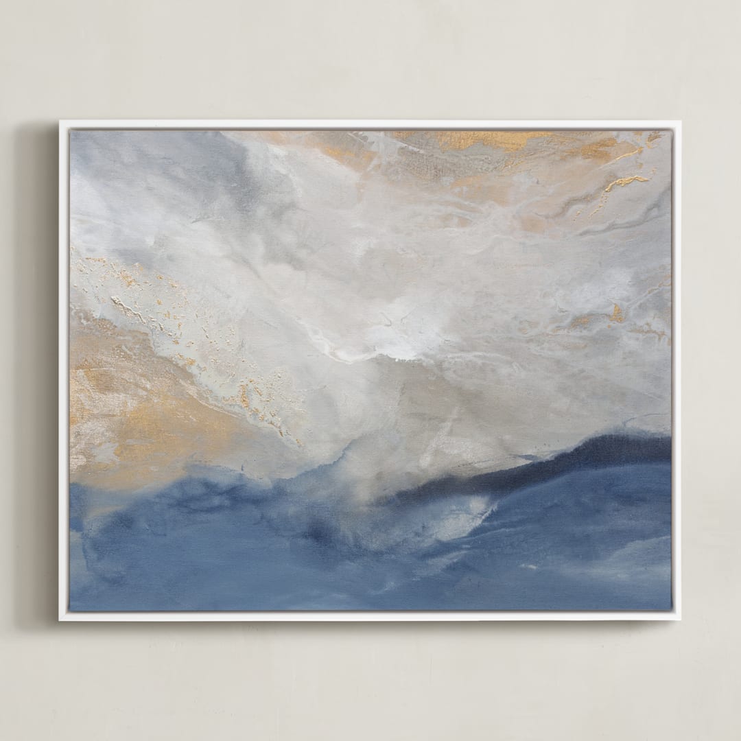 "Tangled Blue" - Art Print in Blue by Julia Contacessi - Framed Canvas