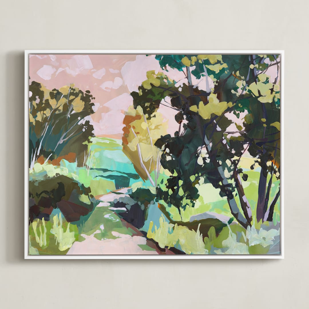 "Dappled Light" - Art Print in Pinky Peach by Jess Franks - Framed Canvas