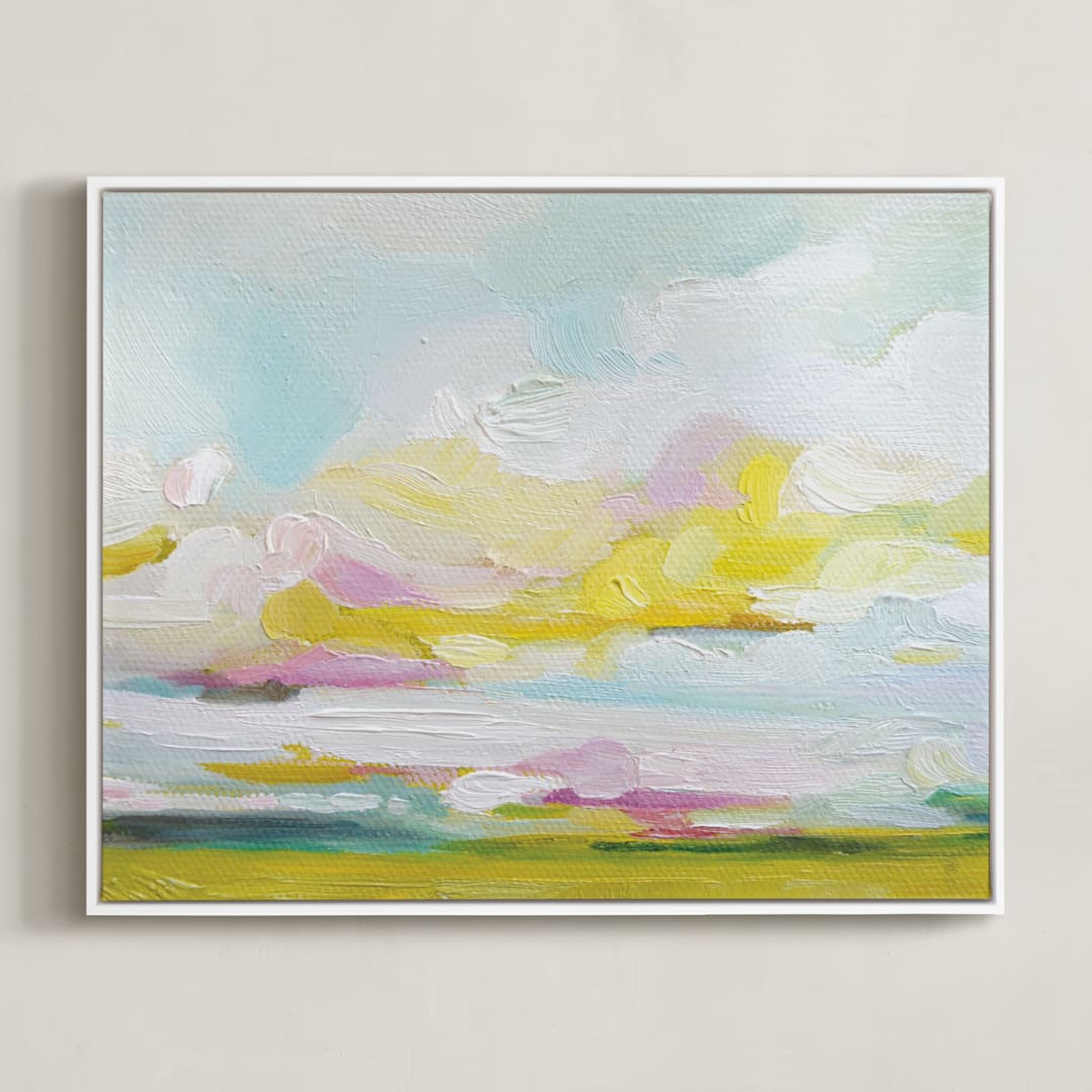 "Land of Plenty" - Art Print in Yellow by Emily Jeffords - Framed Canvas