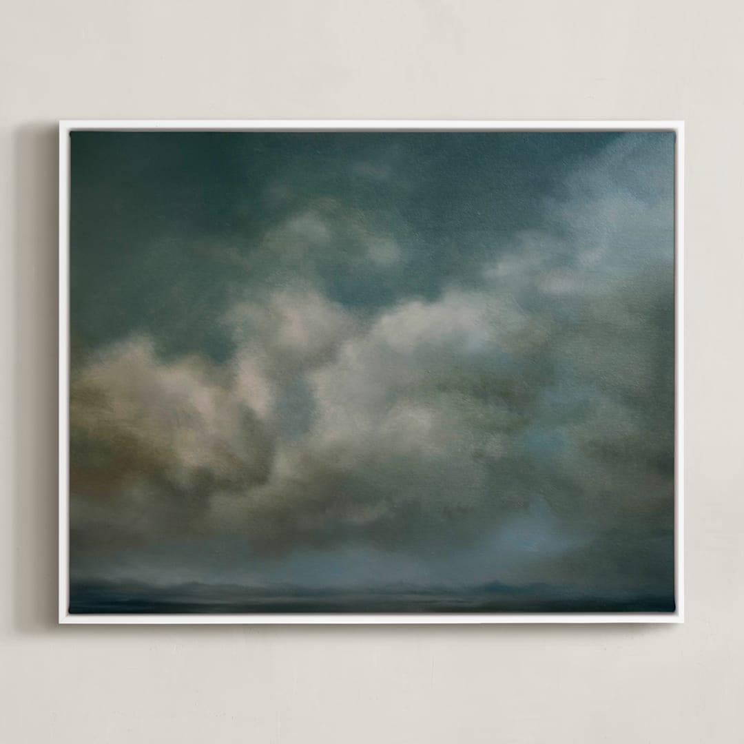 "A Slight Chance" - Art Print in Turquoise by Kelly Money - Framed Canvas