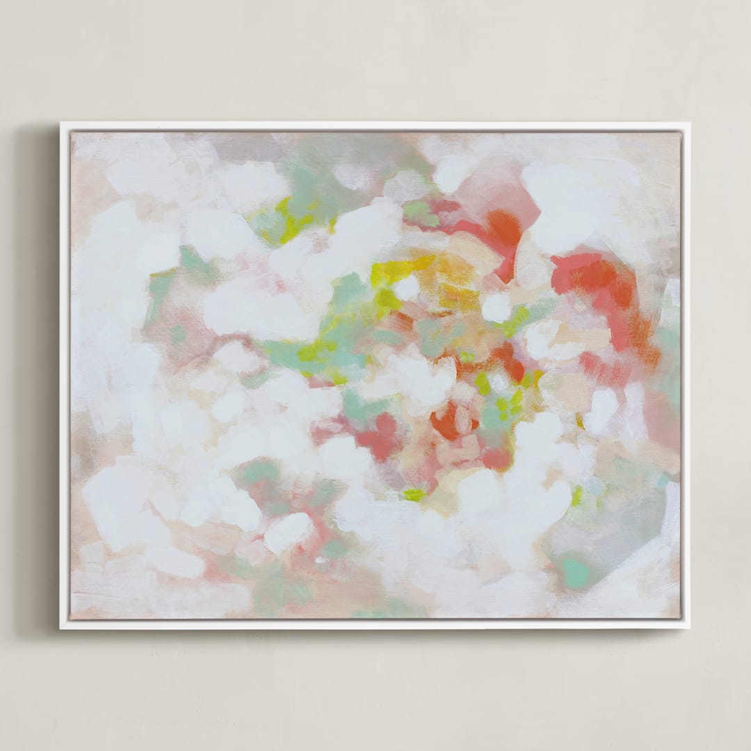 "Ice Cream Social" - Art Print in Peach by Lorent and Leif - Framed Canvas
