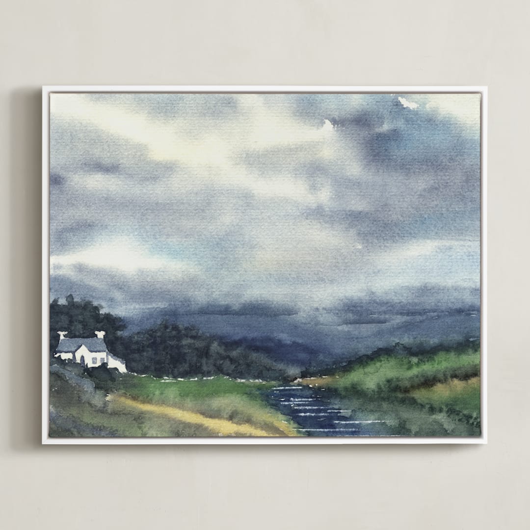 "Cloud Symphony Donegal Ireland" - Art Print in dark sea green by Eva Marion - Framed Canvas