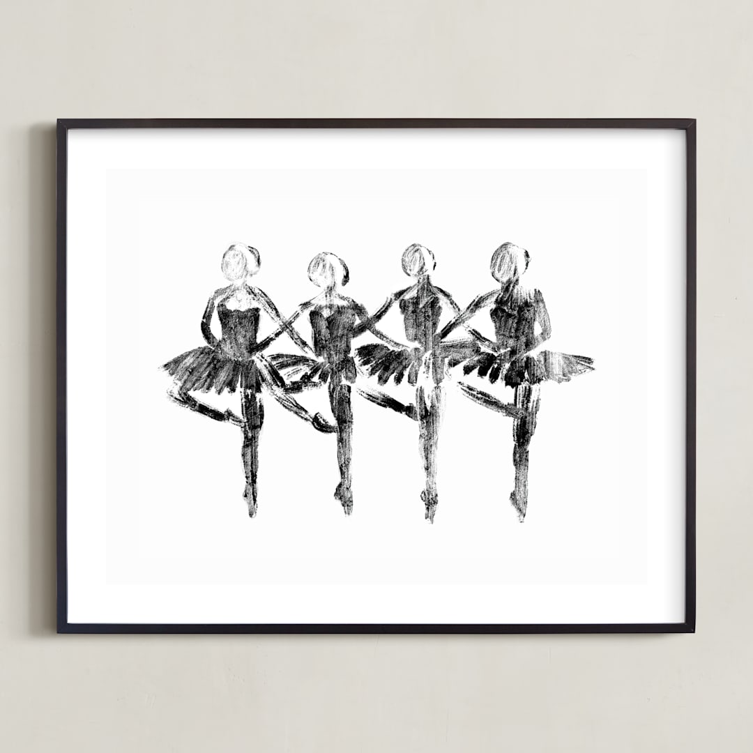 "Les Cygnets" - Art Print in black by Leanne Friedberg - Framed