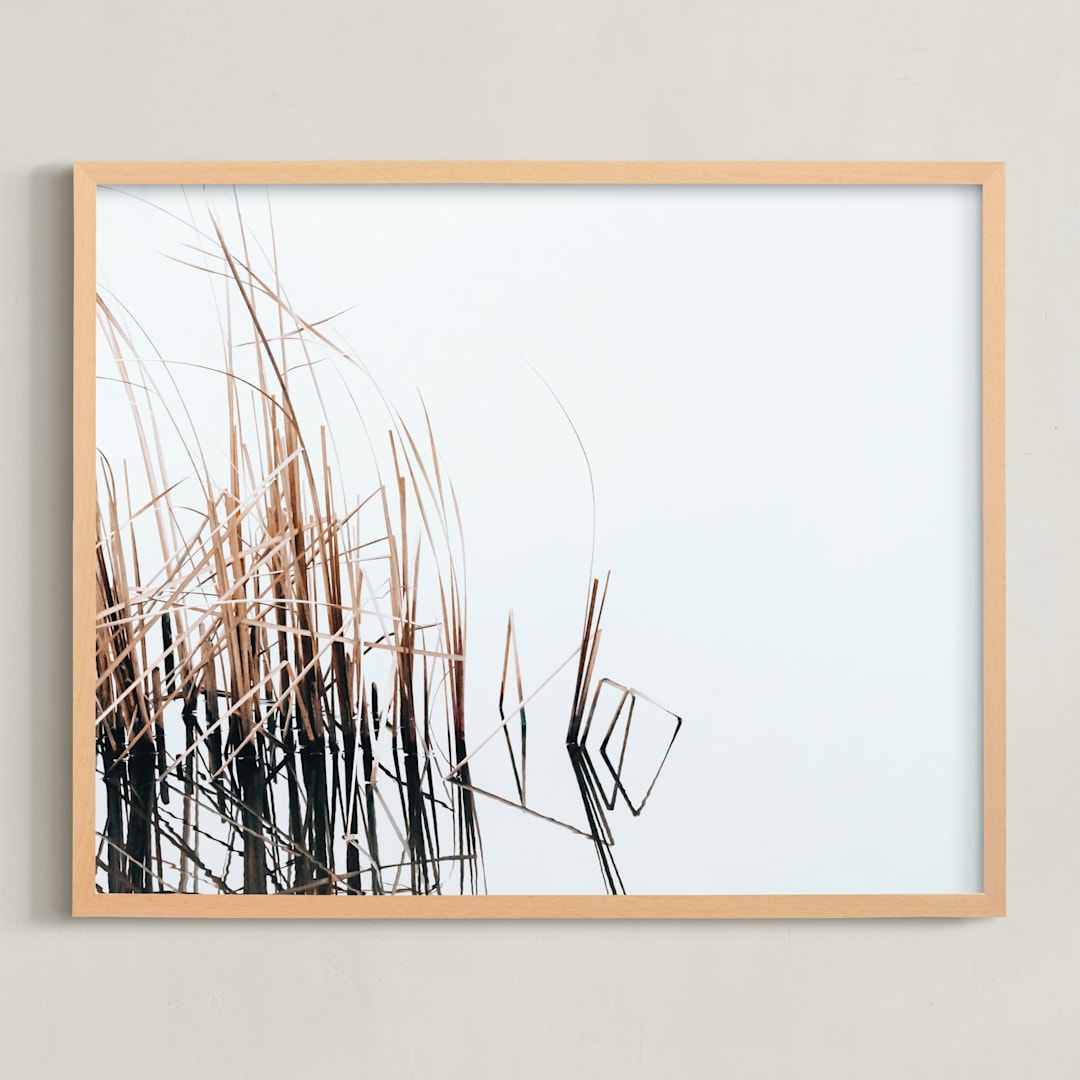 "Abstract Reeds" - Art Print in Fog by Robin Ott - Framed