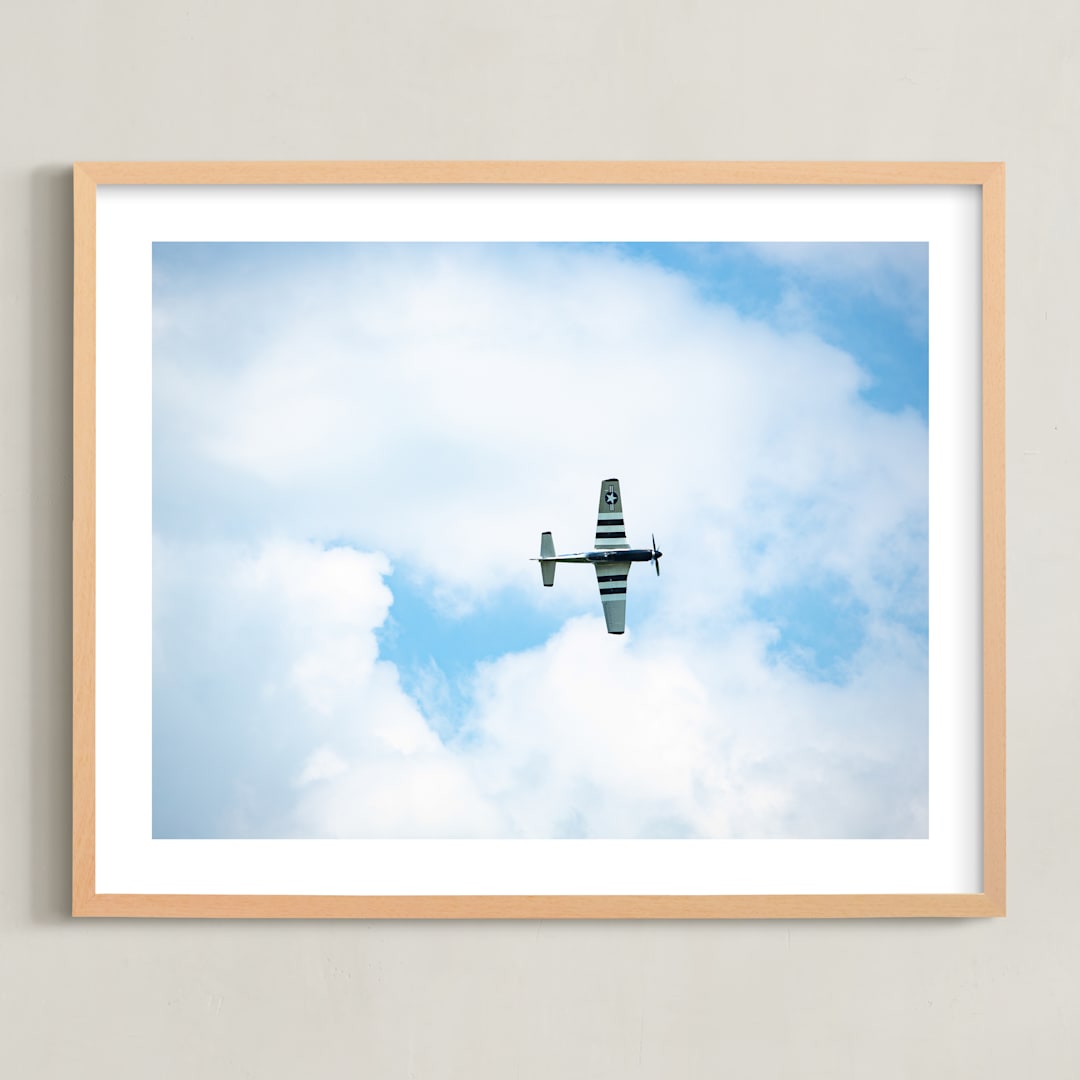 "Sky High" - Art Print in Sky Blue by Janet Cruz - Framed