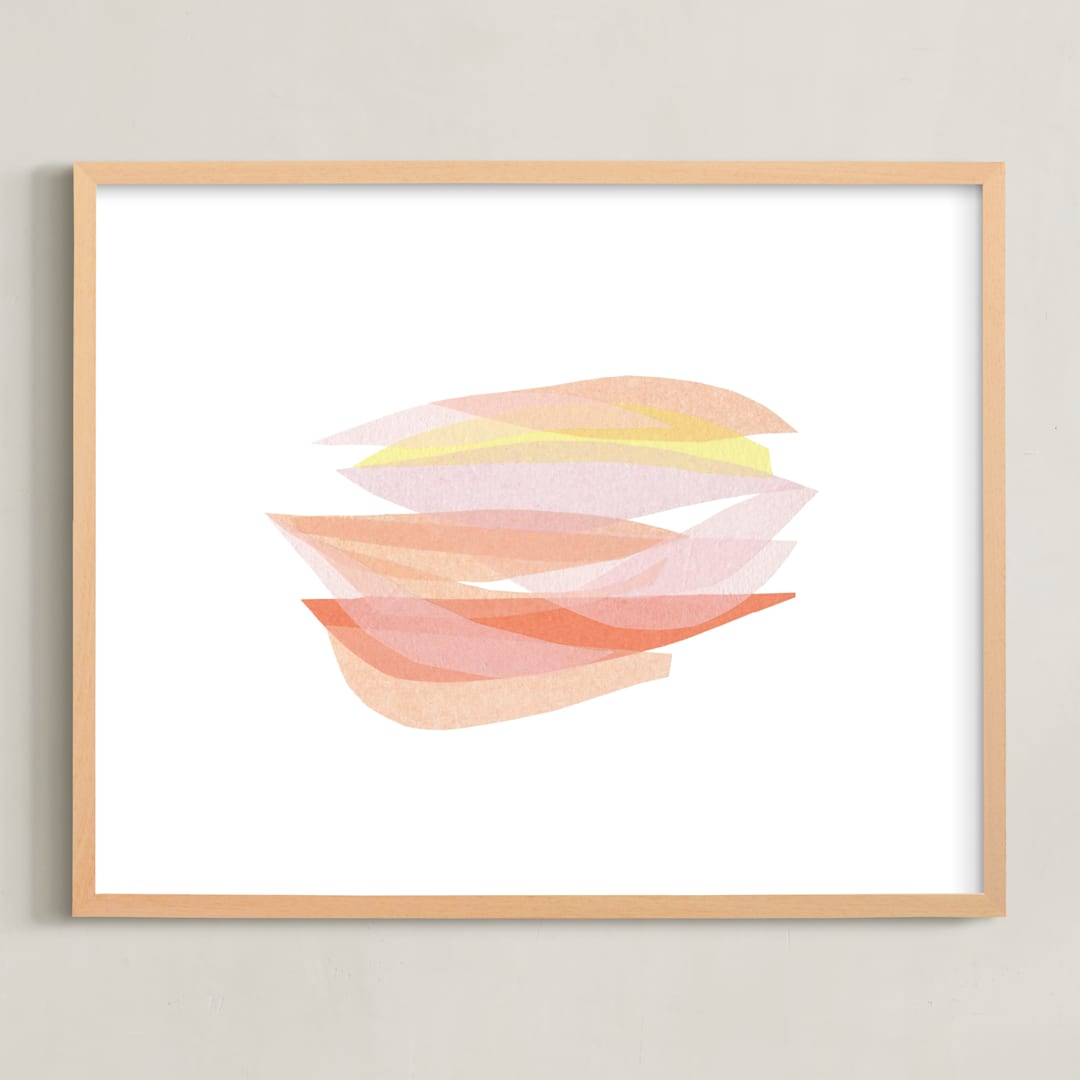 "tissue taking flight" - Art Print in peaches and cream by Carrie Moradi - Framed