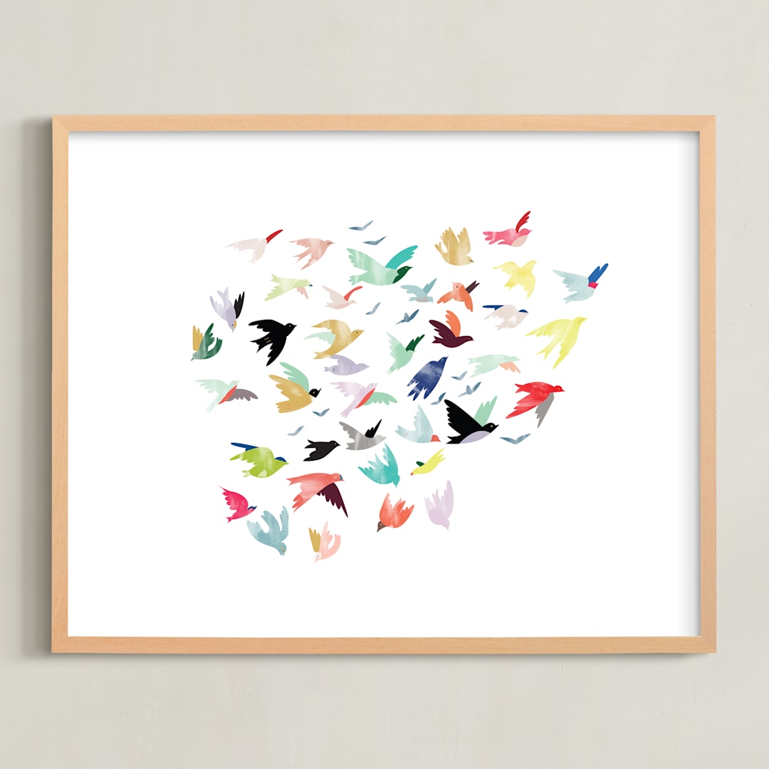 "Songbirds" - Art Print in Multi-Colored by Eve Schultz - Framed