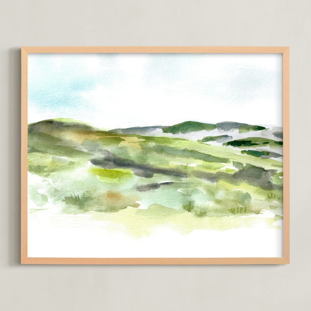 "The Bluffs" - Art Print in coastal grass by Jenny Partrite - Framed