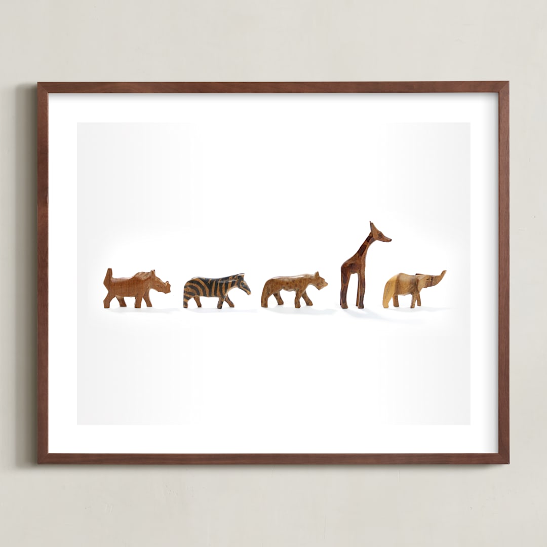 "Safari March" - Art Print in Wood by Katie Cooper Bussell - Framed