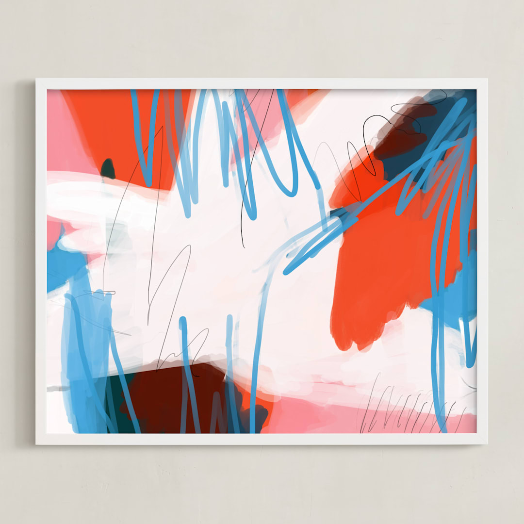 "the weight" - Art Print in Coral by Morgan Kendall - Framed