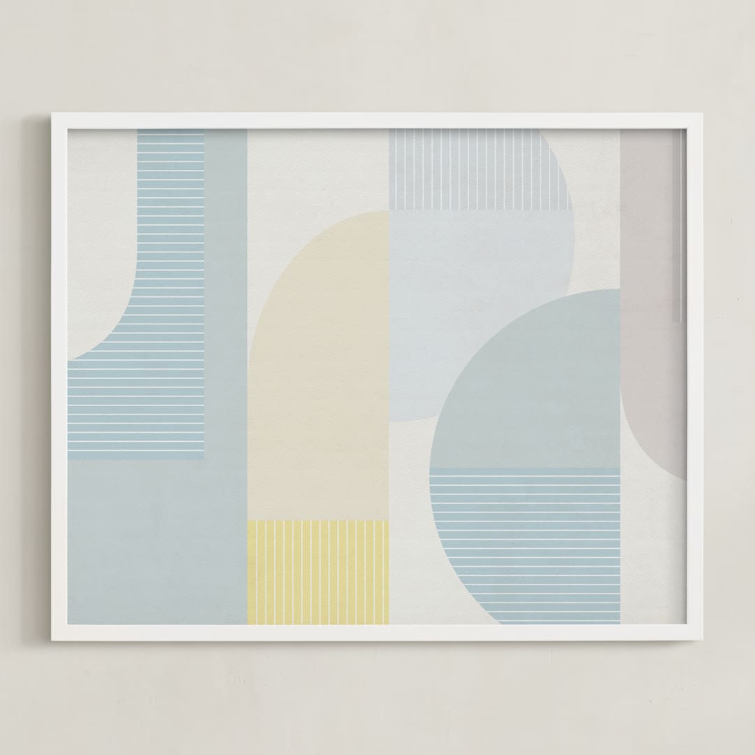 "Hustle Bustle" - Art Print in Neutral Natural by Jennifer Morehead - Framed
