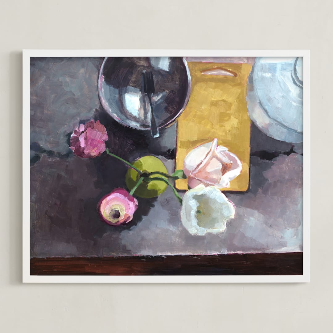 "Kitchen Still Life" - Art Print in Charcoal by Caitlin Winner - Framed