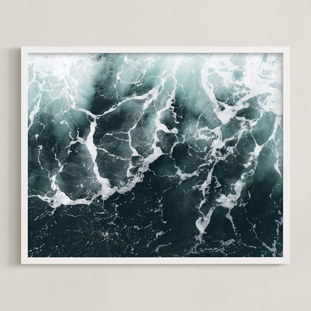 "Wave Patterns" - Art Print in Sea Aqua by Tommy Kwak - Framed