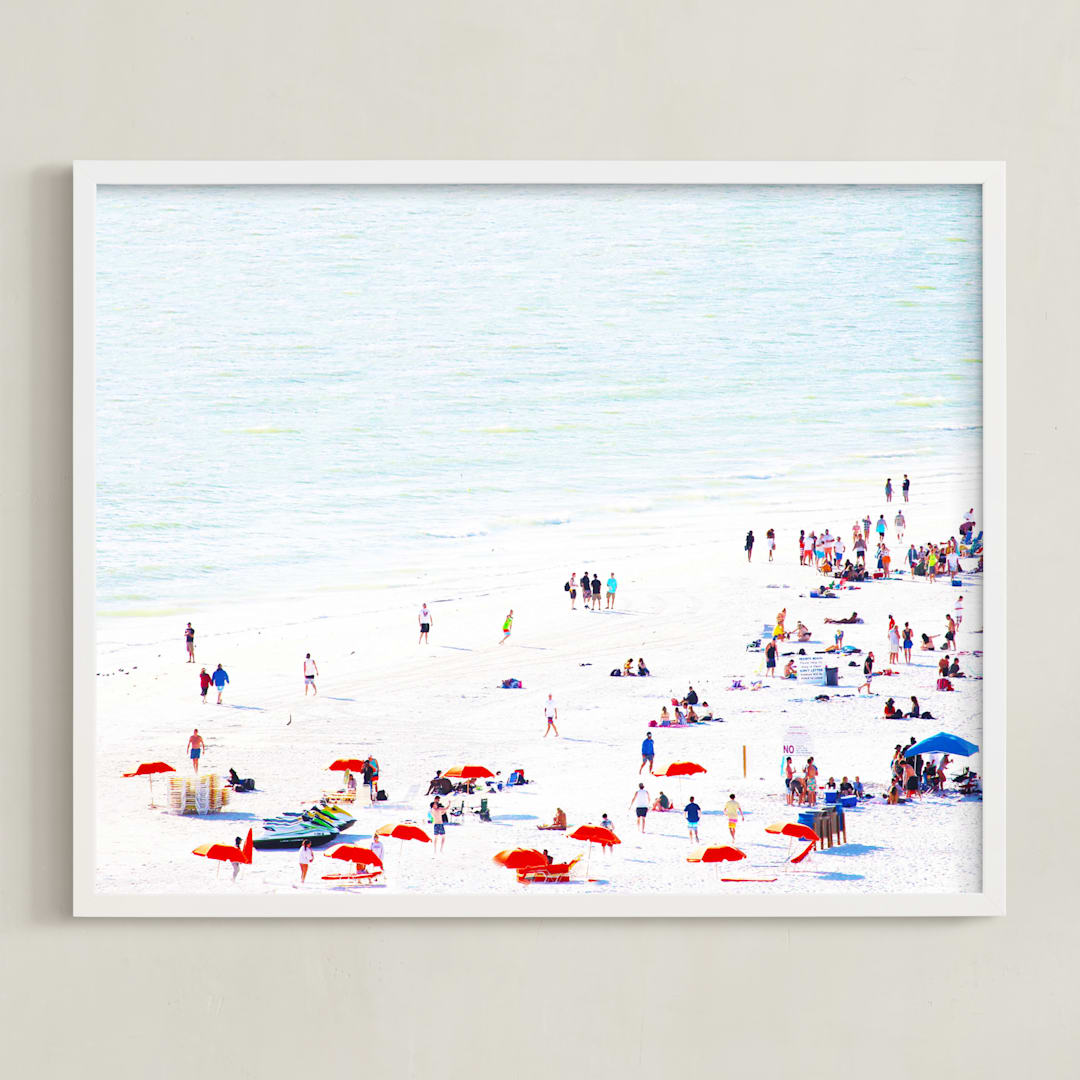 "Bright Beach" - Art Print in vibrant sun by Baumbirdy - Framed