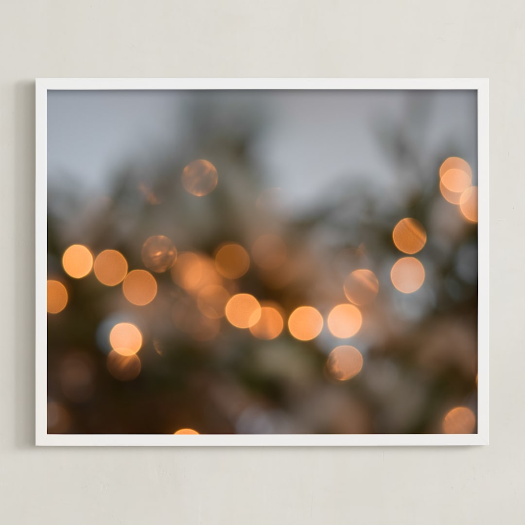 "Holiday Bokah" - Art Print in Evergreen by Rosie Elena Thompson - Framed