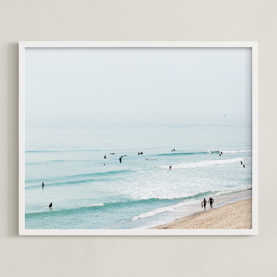 "Beach Summer Blues" - Art Print in Color by Helen Makadia - Framed