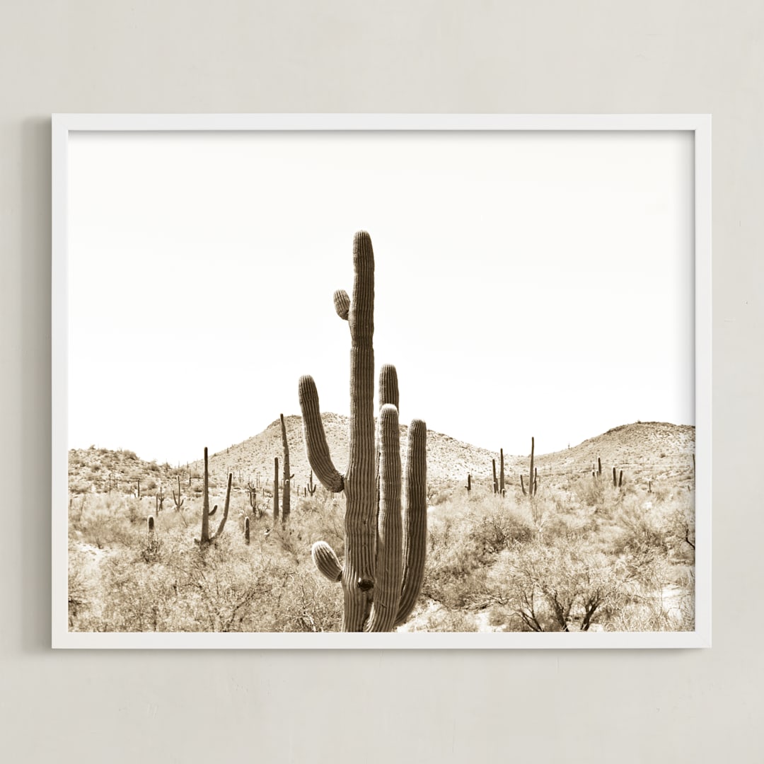 "Cacti V" - Art Print in Dust by Lisa Assenmacher - Framed