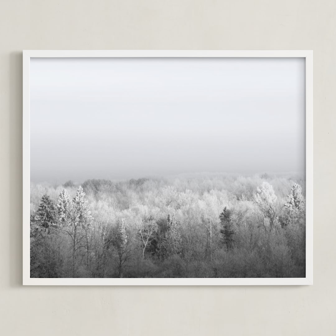 "Frosted Horizon" - Art Print in Snow by Three Wings North - Framed
