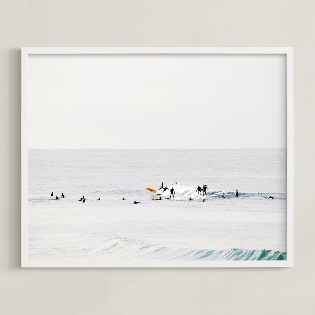 "Come On Baby Kick Them Daisies" - Art Print in Surfing Blues by Summer Strauch - Framed