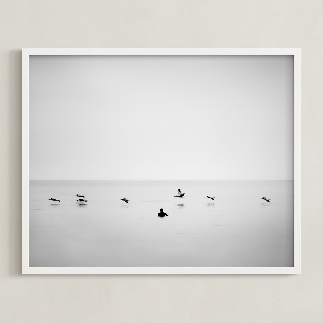 "Flight" - Art Print in Grey by Stephanie Sherman - Framed