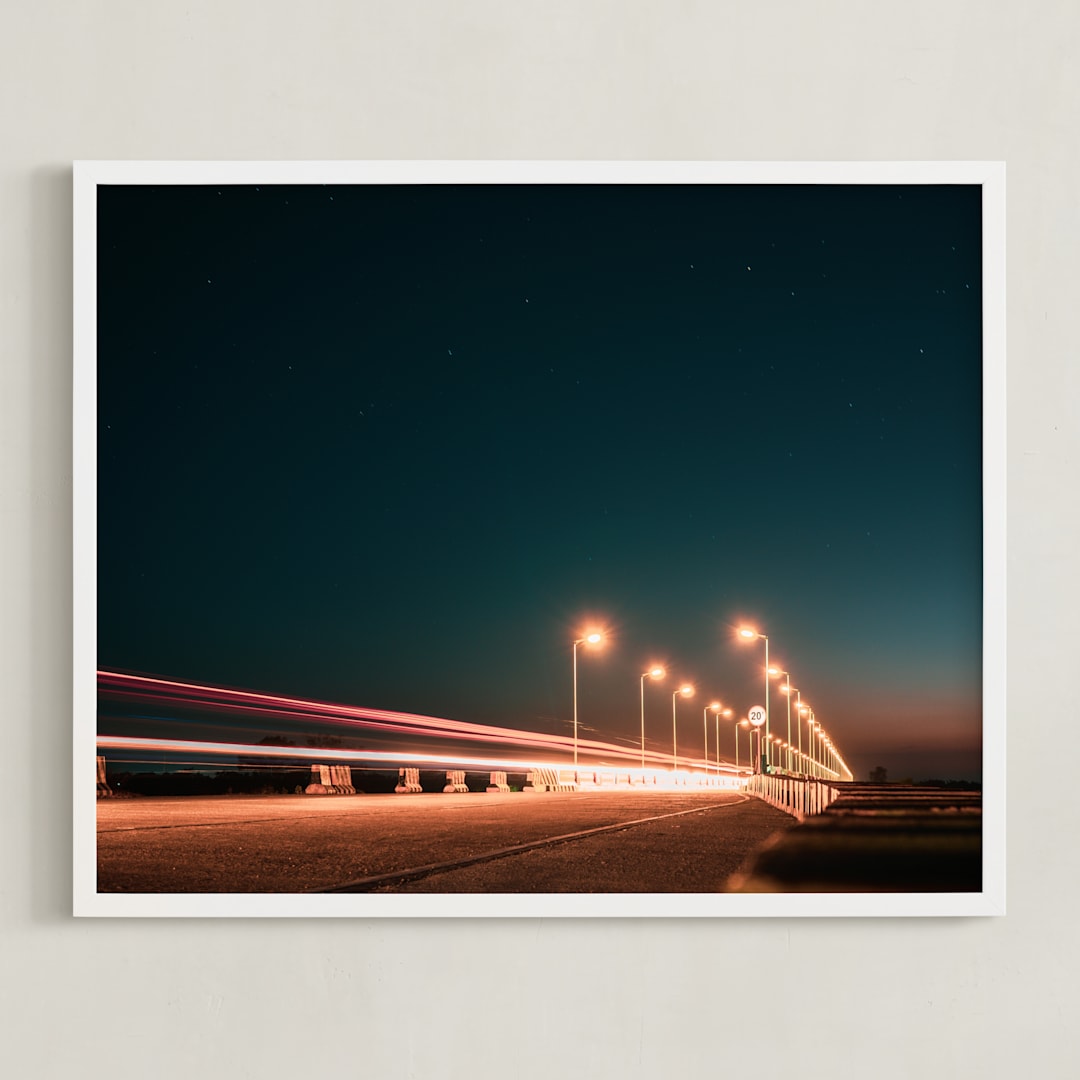 "The Fast Bridge" - Art Print in Marmalade Pine by Christian Fernandez - Framed