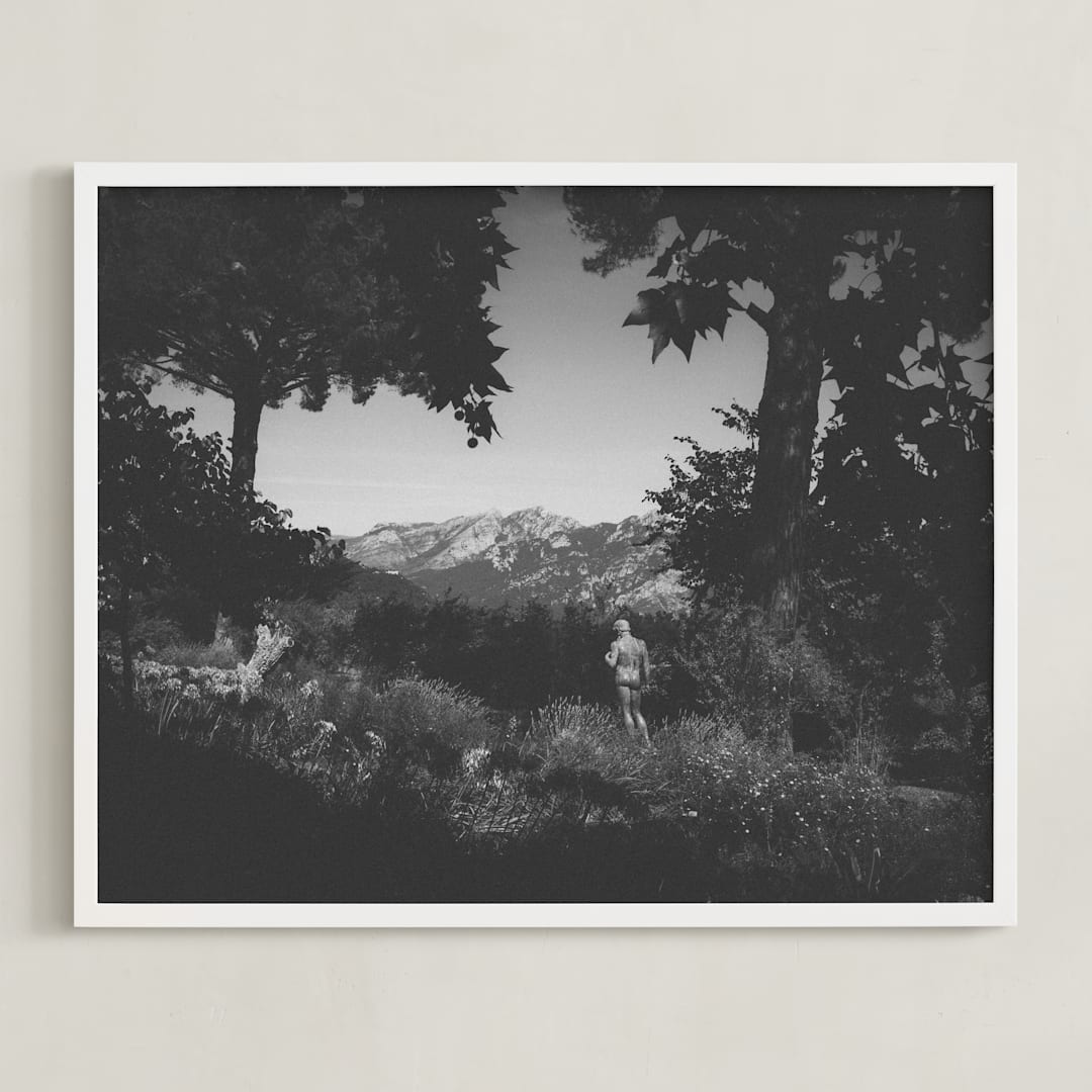 "Forgotten garden" - Art Print in Black by Romain - Framed