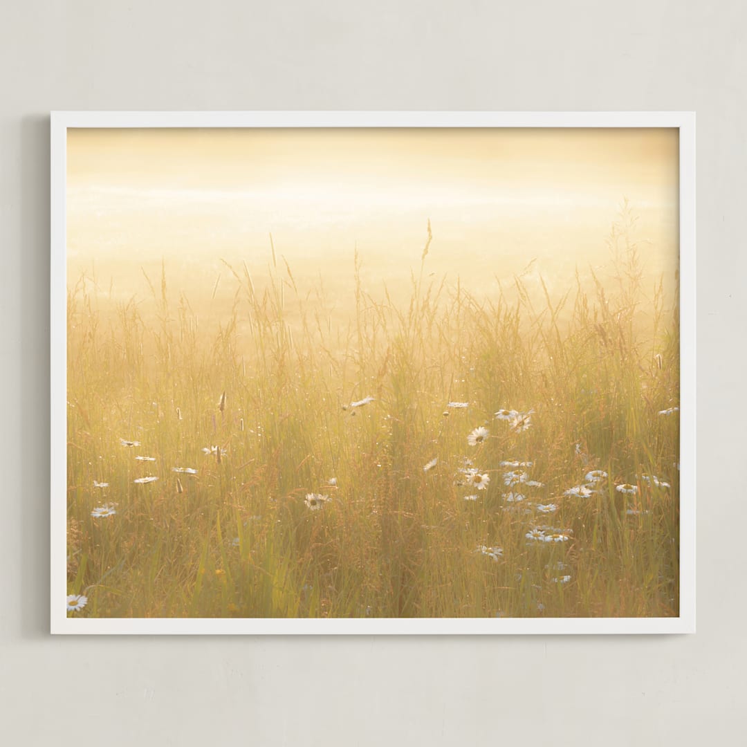 "Golden Meadow" - Art Print in yellow by Julia Preminger - Framed