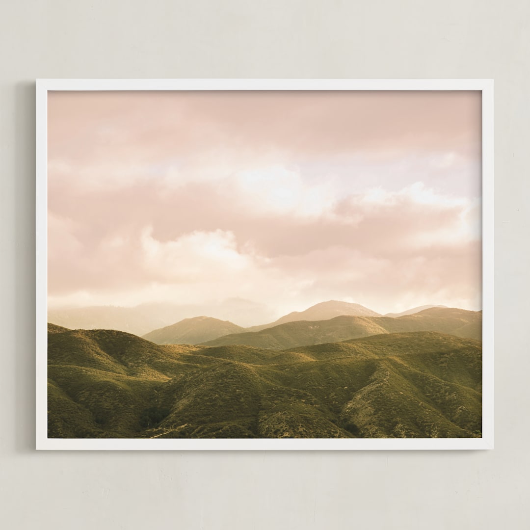 "Hazy Mountain High" - Art Print in Green Hills by Emmy Hagen - Framed