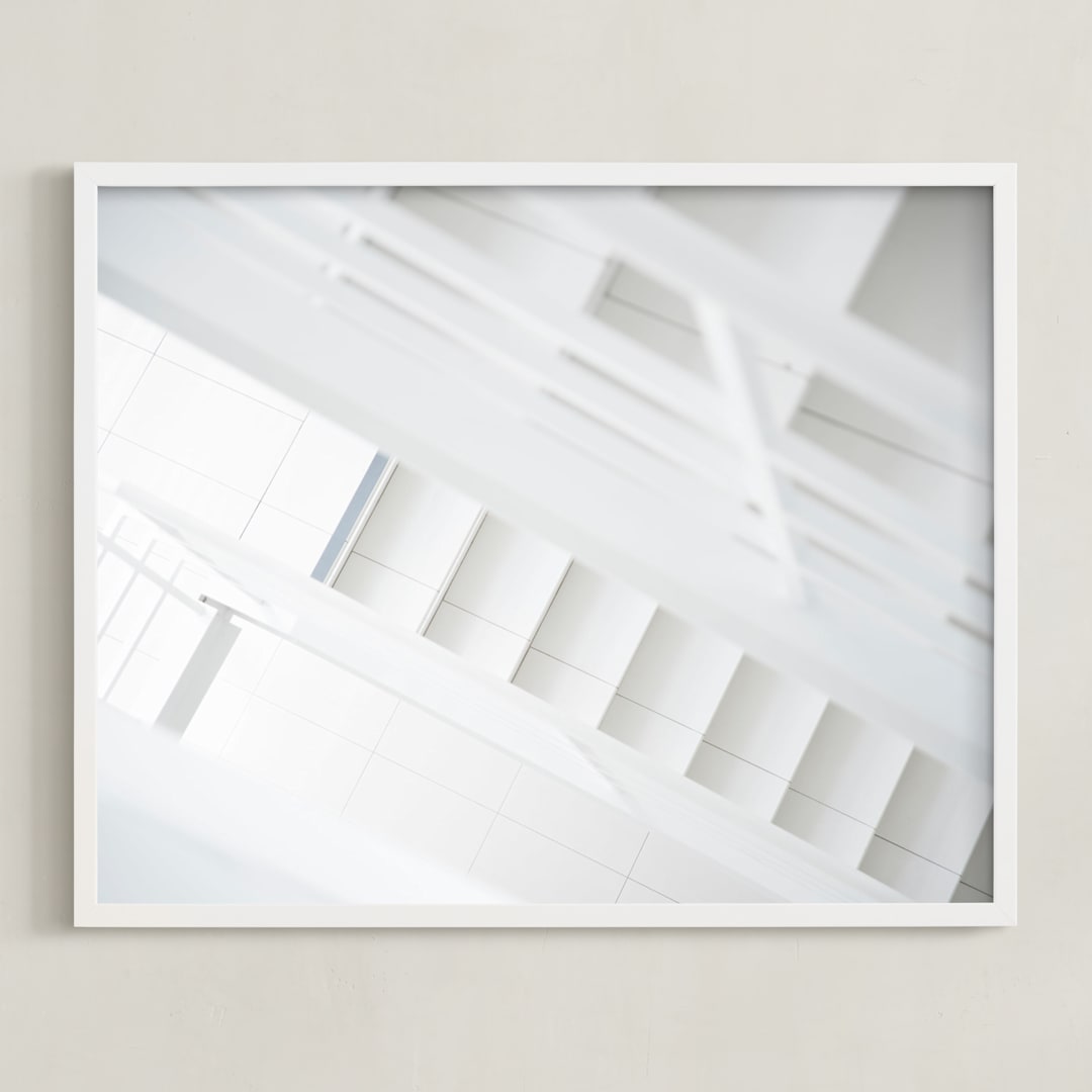 "Bright Stairway" - Art Print in White by Ilze Lucero - Framed