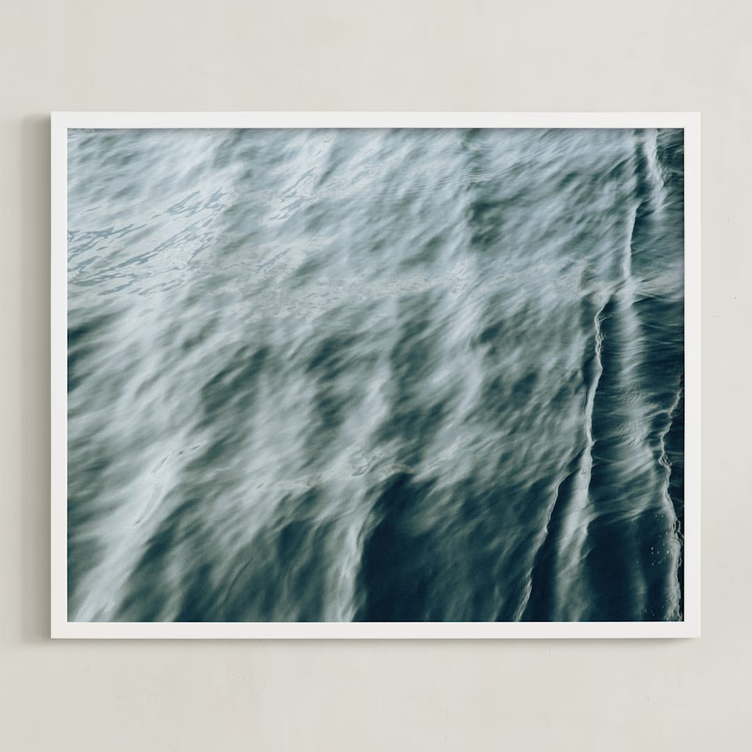 "Mint wave" - Art Print in Waves by Lying on the grass - Framed
