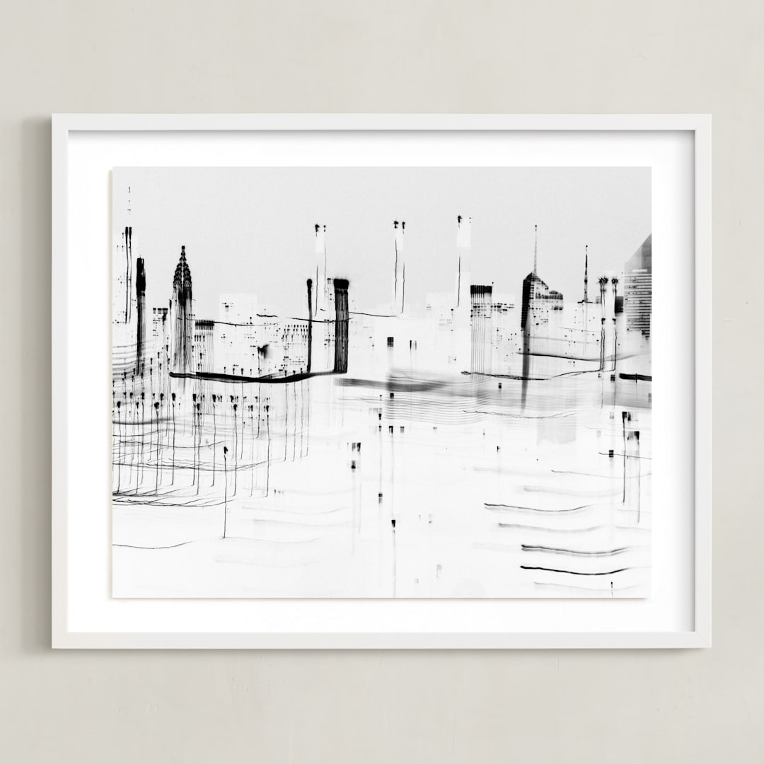 "nyc night lights " - Art Print in Black and White by Kaitlin Rebesco - Framed