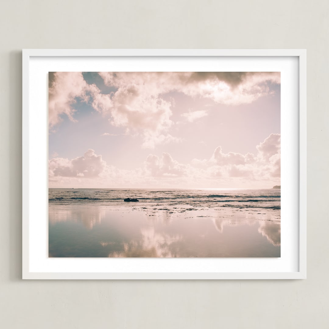"Reflecting Clouds" - Art Print in Dusty Rose by Anna Western - Framed