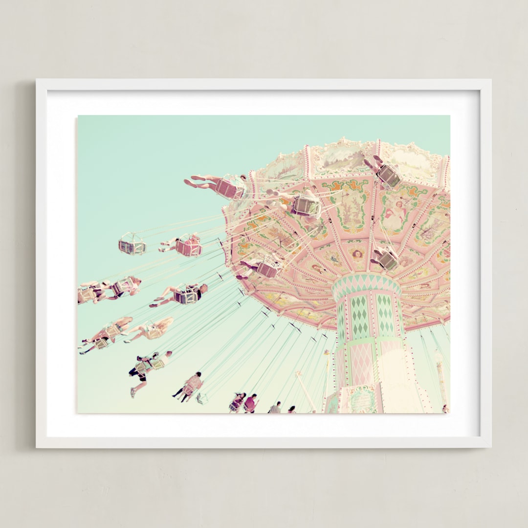 "Sky Coasters" - Art Print in Teal by Stephanie Sherman - Framed