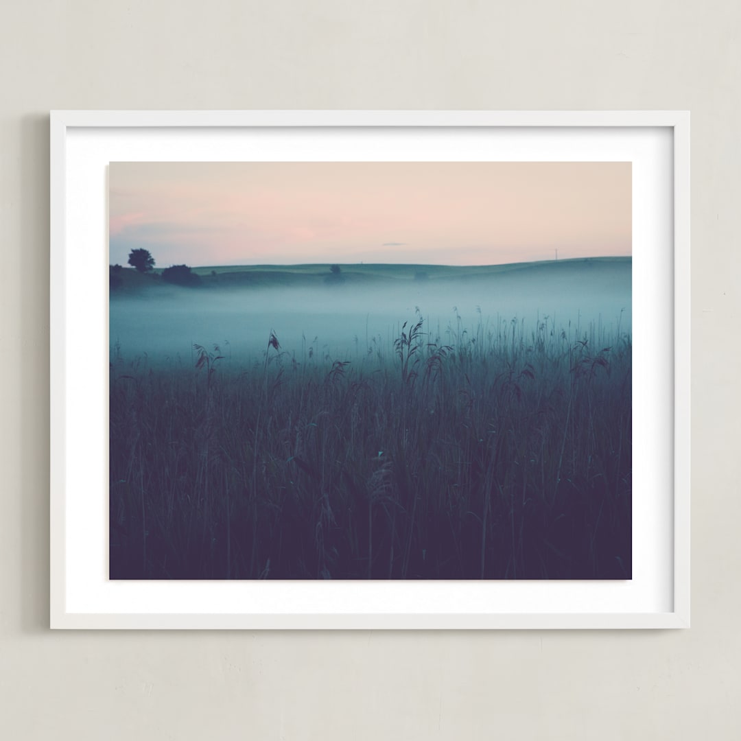 "Mystery" - Art Print in Gray sea by Lying on the grass - Framed