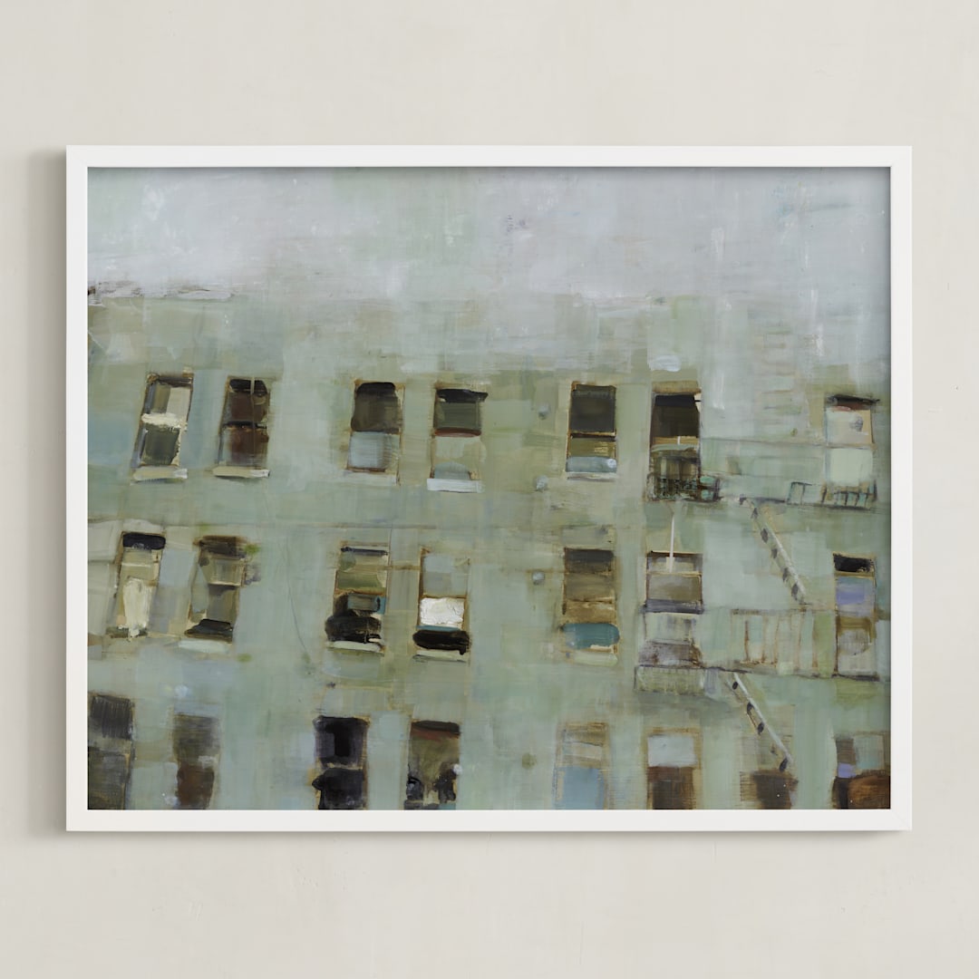 "Windows" - Art Print in grey by Hadas Tal - Framed