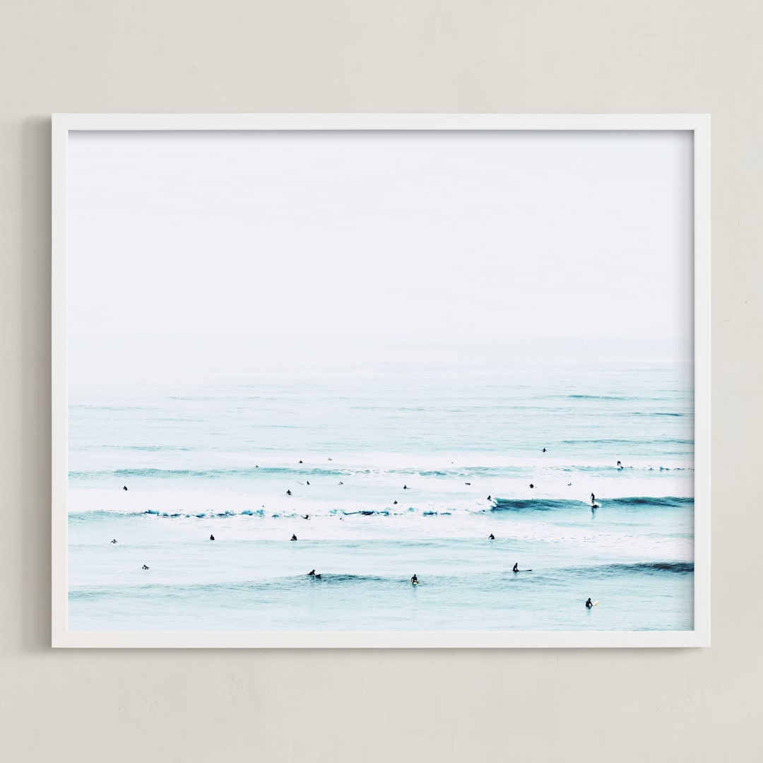 "The Sunday Blues" - Art Print in Turquoise Blue by Summer Strauch - Framed
