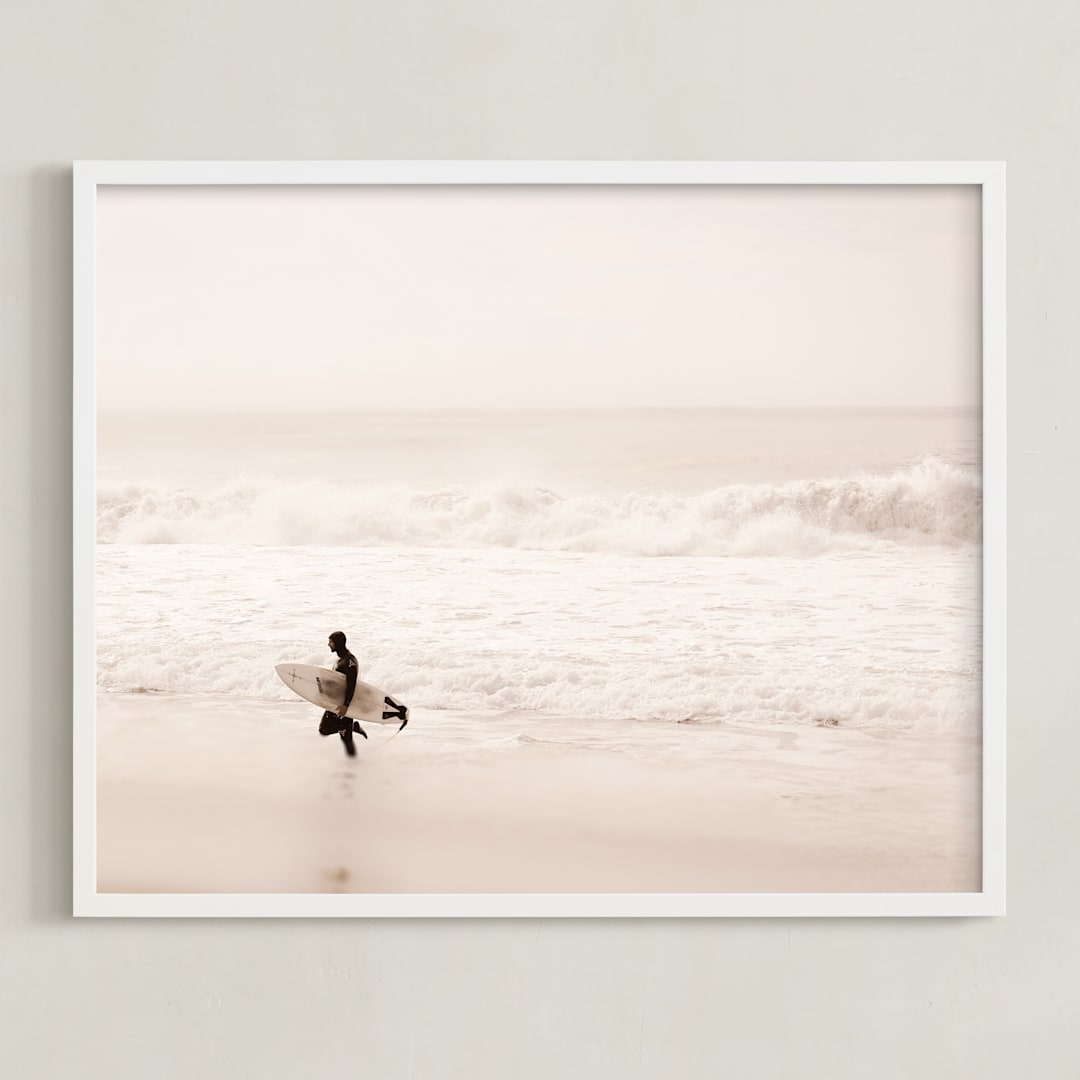 "Tranquil Surf" - Art Print in Blush by Shannon Howard - Framed