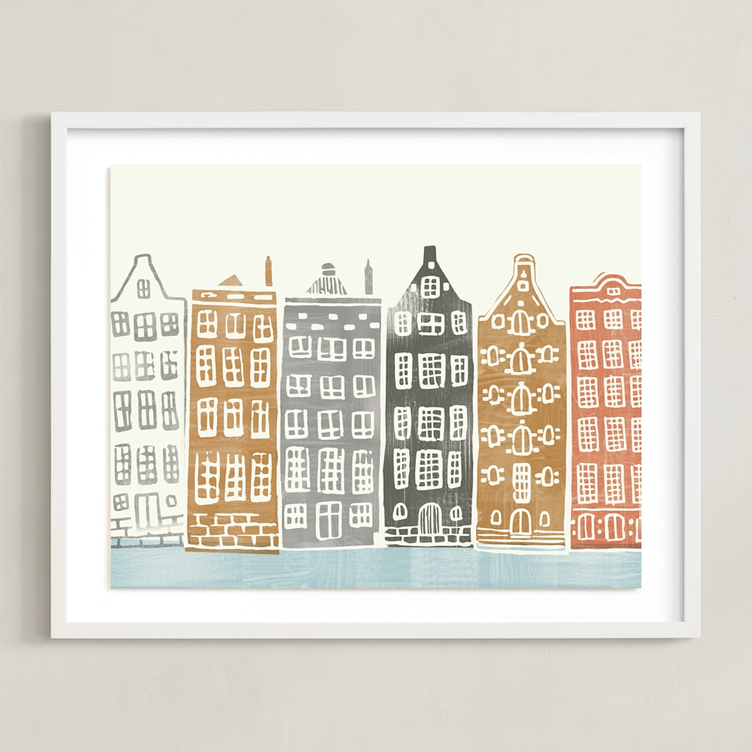 "On the Canal" - Art Print in brick by Griffinbell Paper Co. - Framed