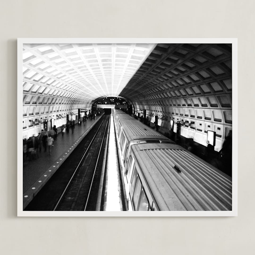 "DC subway fast track" - Art Print in rustic black by Van Tsao - Framed