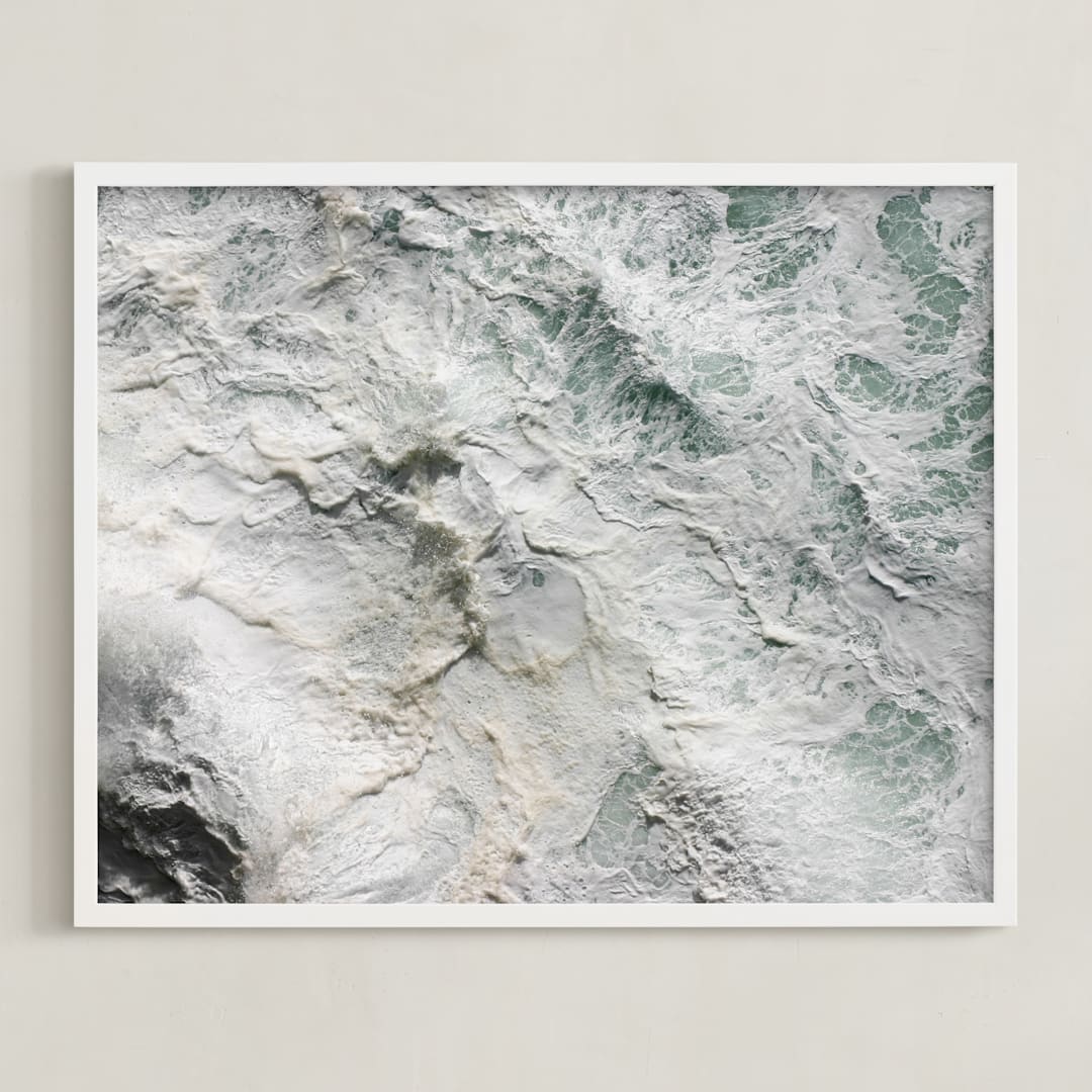 "Foaming Sea Water III" - Art Print in Ocean Storm by Becky Nimoy - Framed