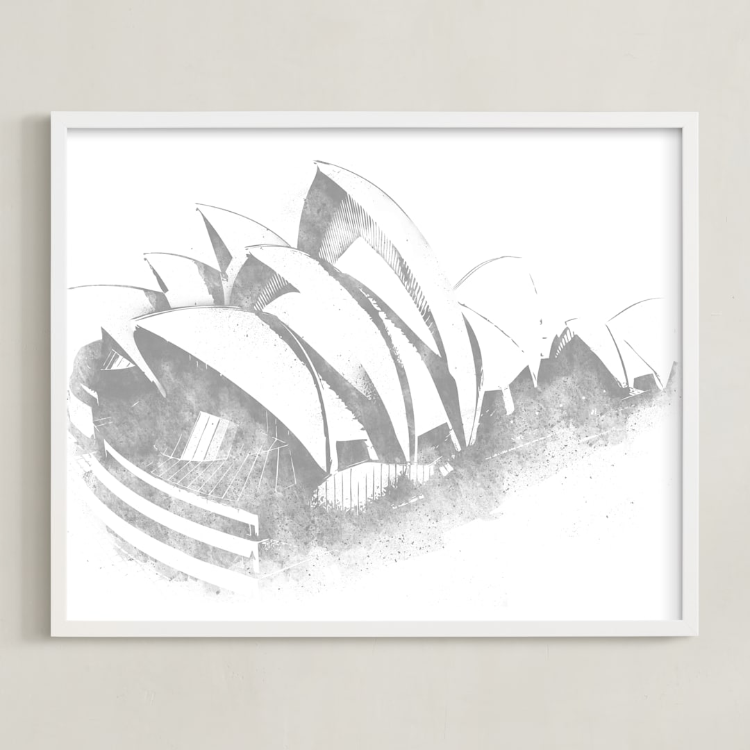 "Sydney Opera House" - Art Print in Slate by Paul Berthelot - Framed