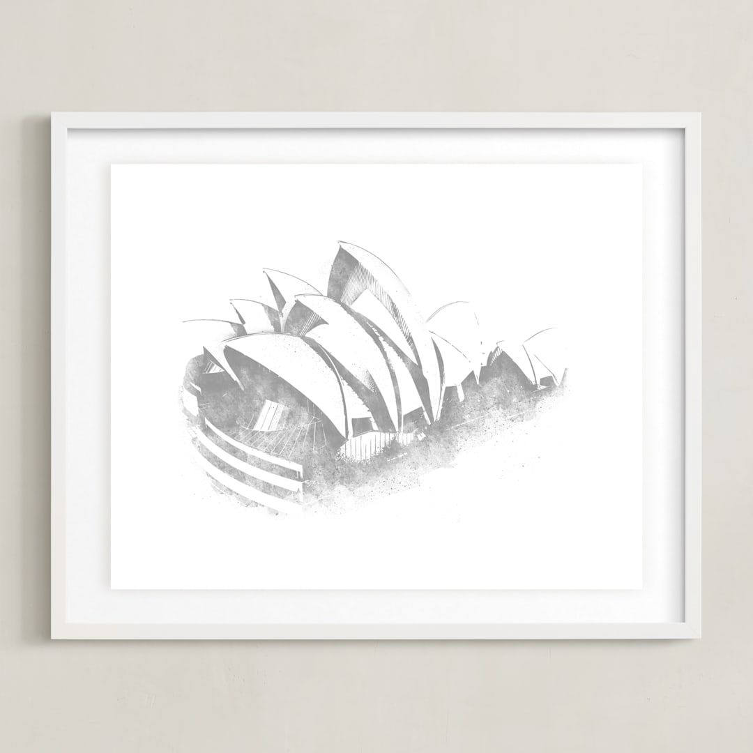 "Sydney Opera House" - Art Print in Slate by Paul Berthelot - Framed