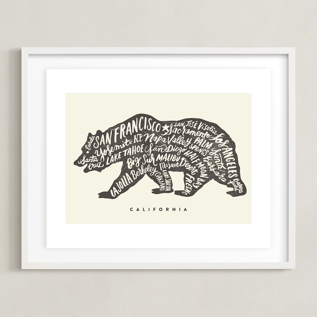 "California Bear" - Art Print in Bear by Griffinbell Paper Co. - Framed