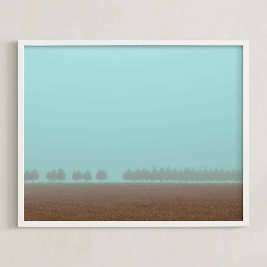 "Shrouded Trees" - Art Print in Dusty Cyan by Gabrial Reising - Framed